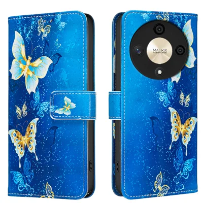  For Honor Magic6 Lite 5G / Honor X9b 5G Case Wallet Stand Pattern Printing Phone Leather Cover - Golden Butterflies