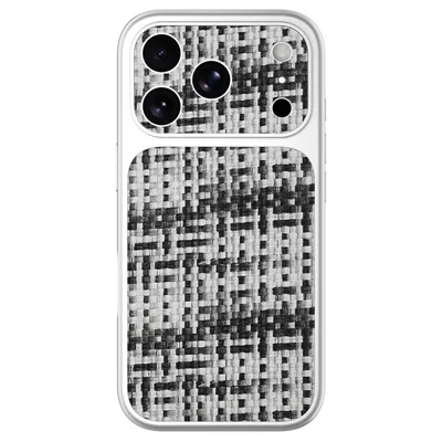 For iPhone 18 Pro / 17 Pro Case Silver Edge PU Leather Coated TPU+PC Full Camera Protection Phone Cover - Black  /  White