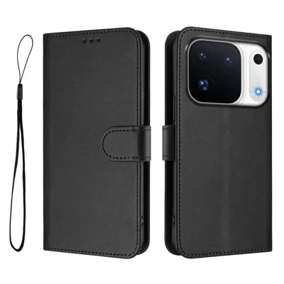  For Oppo Find X10 Pro Max 5G Wallet Case RFID Blocking Calf Texture Leather Stand Phone Cover with Strap - Black
