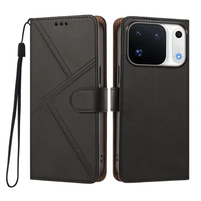  For Oppo Find X10 Pro Max 5G Case Diamond Stitch PU Leather Wallet Flip Phone Cover with Wrist Strap - Black