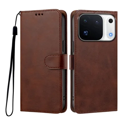  For Oppo Find X10 Pro Max 5G Case Wallet Flip Stand PU Leather Phone Cover with Wrist Strap - Brown