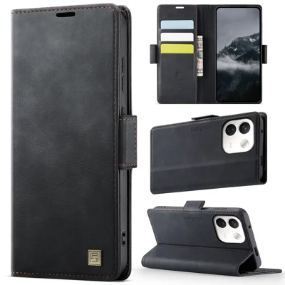 AUTSPACE för Xiaomi Redmi Note 17 Pro Max 5G / Xiaomi Redmi Note 17 Pro+ 5G A11 Skal RFID-blockerande Retro Läder Mobilplånbok - Svart