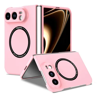 Obudowa magnetyczna Duo dla iPhone'a z funkcją składania, pokrowiec PC - różowy