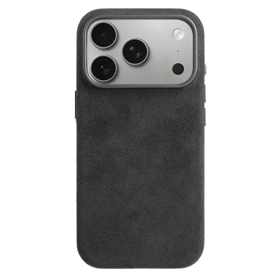 MELKCO til iPhone 18 Pro Max / 17 Pro Max Case Kompatibel med MagSafe Alcantara Læder + PC Telefonbeskyttelse med Metal Knapper / AI Knap - Mørk Grå