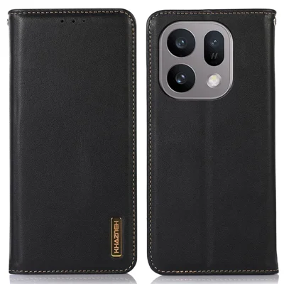 KHAZNEH für Oppo Find X10 E 5G / X9 5G Tasche Brieftasche Echtes Rindsleder Handyhülle Nappa-Textur - Schwarz