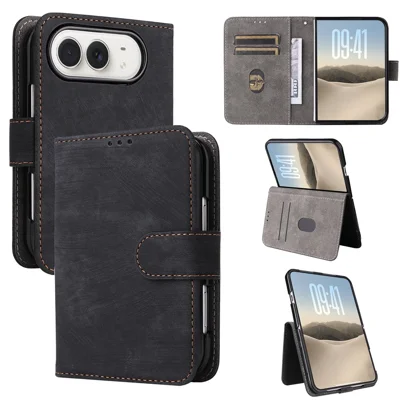 For iPhone Duo Case RFID-blokerende PU-læder telefonbeskyttelse med lynlås - Sort