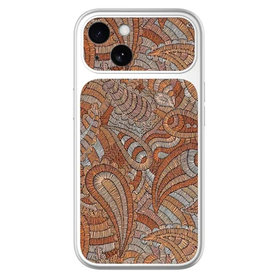 Für iPhone 15 Hülle Retro-Textur PU-Leder + PC + glänzender silberner TPU-Rand Anti-Drop-Handyhülle - Orange
