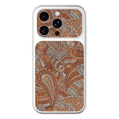 Für iPhone 15 Pro Hülle Retro-Textur PU-Leder + PC + glänzender silberner TPU-Rand Anti-Drop-Handyhülle - Orange