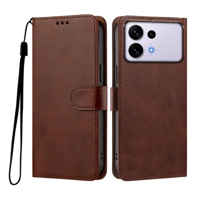  Voor Samsung Galaxy S27 Ultra Hoesje Wallet Flip Stand PU Lederen Telefoonhoes met Polsbandje - Bruin