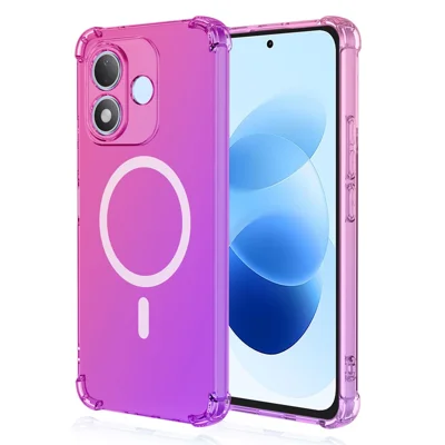 Bulk Purchasing For Xiaomi Redmi Note 17 Pro 5G Magnetic Case Gradient Color PC + TPU Anti-drop Four Corners Phone Cover - Pink  /  Purple