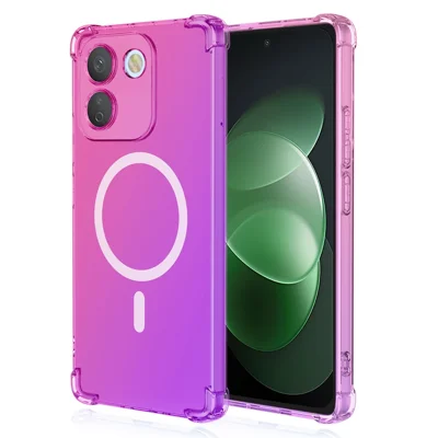 Bulk Purchasing For Xiaomi Redmi Note 17 Pro Max 5G Magnetic Case Gradient Color PC + TPU Anti-drop Four Corners Phone Cover - Pink  /  Purple