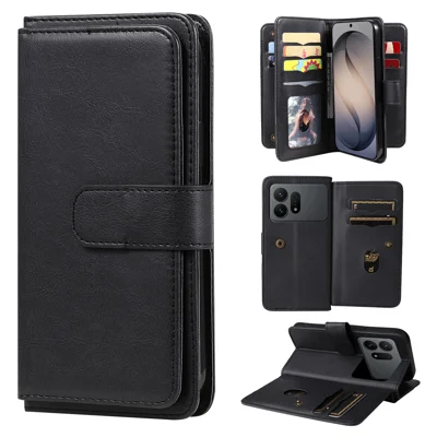  For Samsung Galaxy S27 Ultra Leather Case with 10 Card Holder Phone Cover Stand - Black