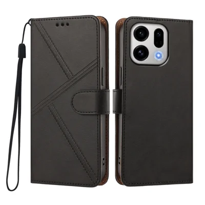  For Oppo Find X9 5G / Oppo Find X10 E 5G Etui med diamantstingning i PU-læder, wallet flip med håndbøjle - Sort