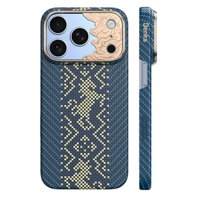 BENKS for iPhone 18 Pro / 17 Pro Magnetic Case Case Aramid Fiber Floating Jacquard Phone Cover - Blue