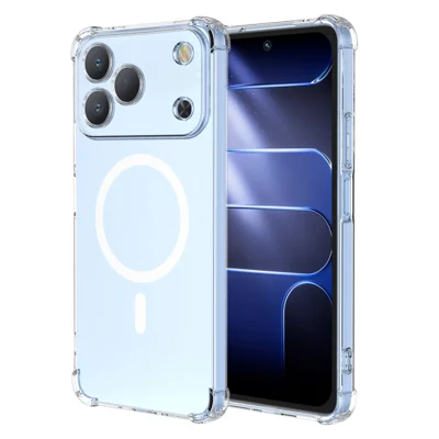 Für TECNO Spark 50 4G Magnetischer Stoßfester PC + TPU Handykoffer – Transparent