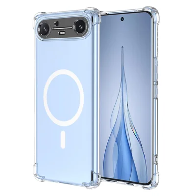 Für TECNO Spark Slim 4G Magnetische Hülle Stoßfest Vier Ecken PC + TPU Handyhülle – Transparent