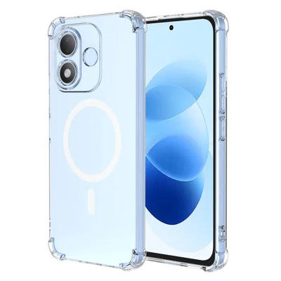 Magnetic Case For Xiaomi Redmi Note 17 5G (Global)  /  17 4G (Global)  /  17 (India / China) 5G Shockproof Four Corners PC + TPU Phone Cover - Transparent