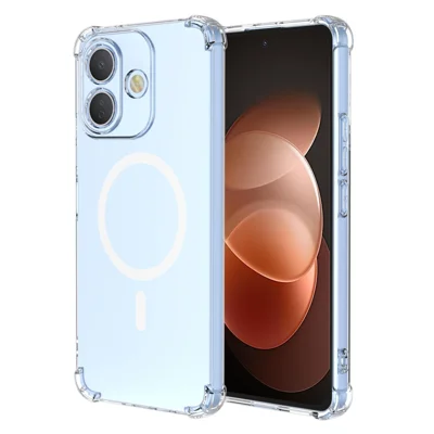 For Xiaomi Redmi Note 17 Pro 5G Magnetic Case Shockproof Four Corners PC + TPU Phone Cover - Transparent