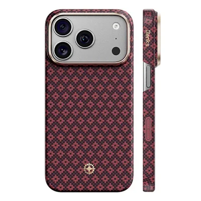 BENKS para iPhone 18 Pro Max / 17 Pro Max Capa Magnética em Fibra de Aramida com Textura Diamante Entrelaçada - Vermelho