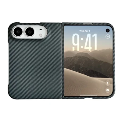 For iPhone Duo Magnetic Case Carbon Fiber Texture PC Phone Cover with Screen Protector - Green