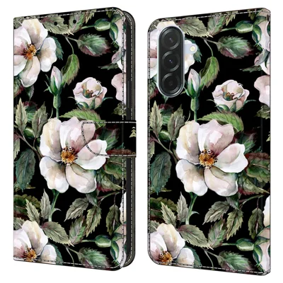 For Samsung Galaxy S26 FE Wallet Case Foldable Stand Pattern Printing PU Leather Flip Phone Cover - Large Flower