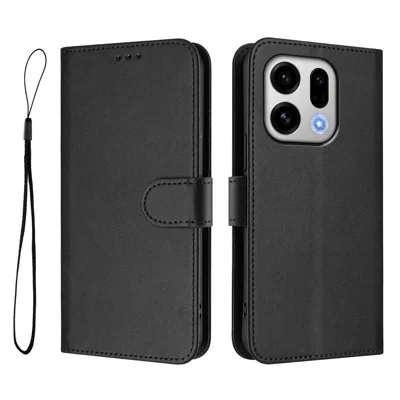 Til Oppo Find X9 5G / Oppo Find X10 E 5G Wallet Case med RFID-blokkering, Kalvlæder, Stand og Snor - Sort