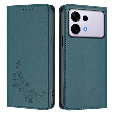  For Samsung Galaxy S27 Ultra Wallet Stand Case Peony Flower Pattern TPU PU Leather Flip Cover - Green
