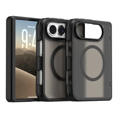 Voor iPhone Duo Magnetische Hoes met Scharnierschadebestendige Harde PC Stootvrije Telefoonhoes - Zwart