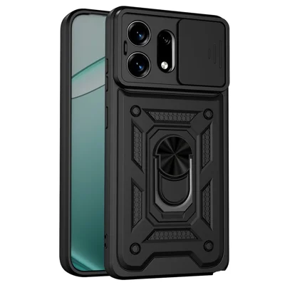 For Samsung Galaxy S27 Ultra Case with Slide Camera Lid PC + TPU Kickstand Phone Cover - Black