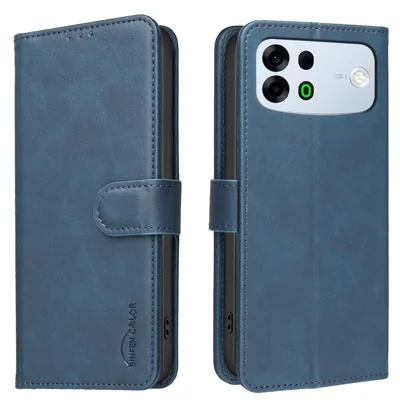  BINFEN COLOR for Oppo A7 Pro Max 5G BF37 Case RFID Blocking Wallet Stand Leather Phone Cover - Blue