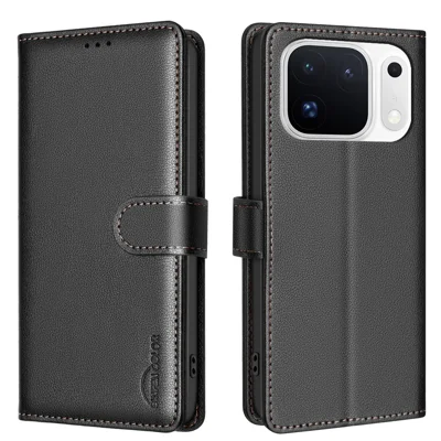  BINFEN COLOR for Oppo Find X10 Pro Max 5G BF32 Leather Case Wallet RFID Blocking Phone Cover - Black