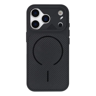 For iPhone 18 Pro Max / 17 Pro Max Case Carbon Fiber Texture TPU Anti-Drop Phone Cover - Black