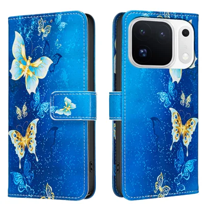  For Oppo Find X10 Pro Max 5G Case Wallet Stand Pattern Printing Phone Leather Cover - Golden Butterflies