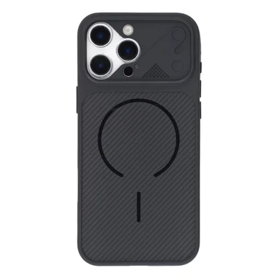 For iPhone 16 Pro Case Carbon Fiber Texture TPU Anti-Drop Phone Cover - Black