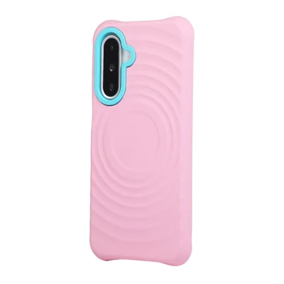 For Samsung Galaxy A57 5G Case Color Blocking Wave Pattern PC + TPU Phone Back Cover - Pink