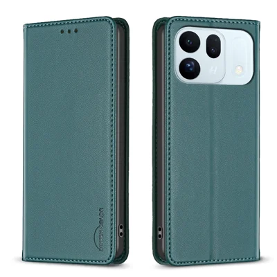 BINFEN COLOR для Oppo Find X10 5G Кожаный чехол BF18 чехол-подставка с кармашками для карт - Зеленый