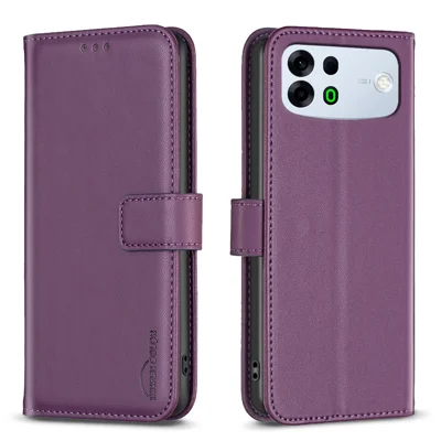  BINFEN COLOR for Oppo A7 Pro Max 5G BF17 Phone Case Wallet Folio Flip Leather Cover - Dark Purple