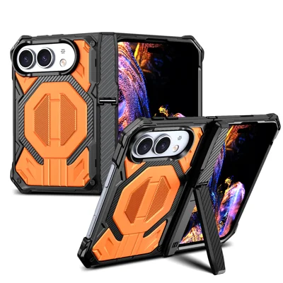 Voor iPhone Duo Magnetische Behuizing TPU + PC Opklapbare Hoes met Standaard Valbescherming - Oranje