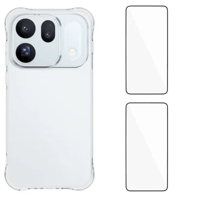 WANLONFENG для Oppo Find X10 5G WL2 Серия чехол из ТПУ 2,0 мм с 2 шт. пленками из закаленного стекла — прозрачный