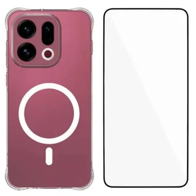 WANLONFENG til Oppo Find X10 E 5G WL2-serie 2,0 mm magnetisk hylster klart TPU telefonbagdæksel med skærmfilm - Transparent