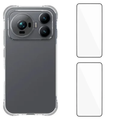 WANLONFENG для Honor Magic9 5G WL2 серии TPU чехол 2,0 мм телефонная крышка с 2 шт. закаленного стекла пленки - прозрачный