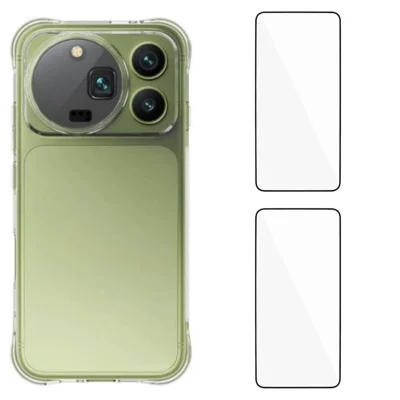 WANLONFENG para Honor Magic9 Pro Max 5G WL2 Series Capa TPU 2,0 mm com 2 Unidades de Películas de Vidro Temperado - Transparente
