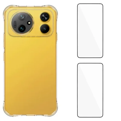 WANLONFENG для Honor Magic9 Super Edition 5G WL2 Серия чехол из ТПУ 2,0 мм с 2 шт. пленками из закаленного стекла — прозрачный