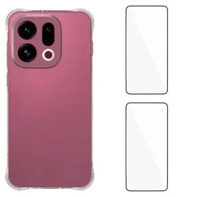 WANLONFENG til Oppo Find X10 E 5G WL2 Serie TPU Case 2,0 mm Telefonbeskyttelse med 2 stk. Hårdet Glasfilm - Gennemsigtig