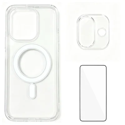WANLONFENG til Xiaomi Redmi Note 17 Pro 5G YKL-serie Magnetisk hylster i akryl og TPU med skærm- og objektivbeskytter – Gennemsigtig