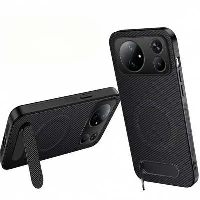  WANLONFENG для Honor Magic9 Super Edition 5G QT Серия магнитных чехлов с подставкой, текстура углеродного волокна, чехол из ПК и ТПУ - Черный