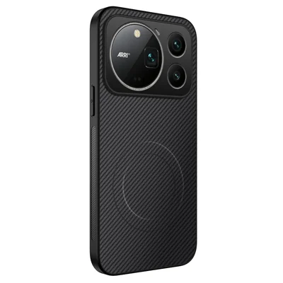 WANLONFENG para Honor Magic9 Pro Max 5G Série TQ Capa Magnética com Textura de Fibra de Carbono Capa para Telemóvel PC TPU - Preto