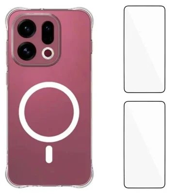  WANLONFENG til Oppo Find X10 E 5G WL1-serie 2,0 mm magnetisk hylster klart TPU telefonbagdæksel med 2 stk. skærmfilm - transparent