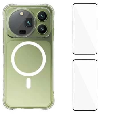 WANLONFENG para Honor Magic9 Pro Max 5G Série WL1 Capa Magnética 2,0 mm Transparente TPU Capa Traseira para Telemóvel com 2 Unidades de Películas de Ecrã - Transparente