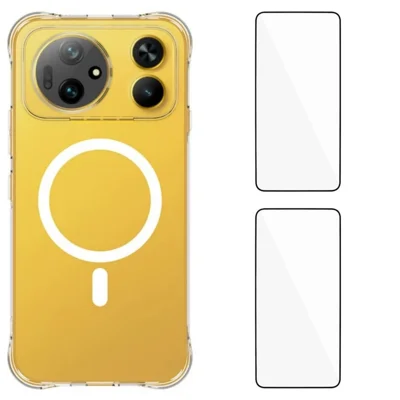 WANLONFENG для Honor Magic9 Super Edition 5G Серия WL1 2,0 мм Магнитный чехол Прозрачный ТПУ Задняя крышка телефона с 2 шт. пленками - Прозрачный
